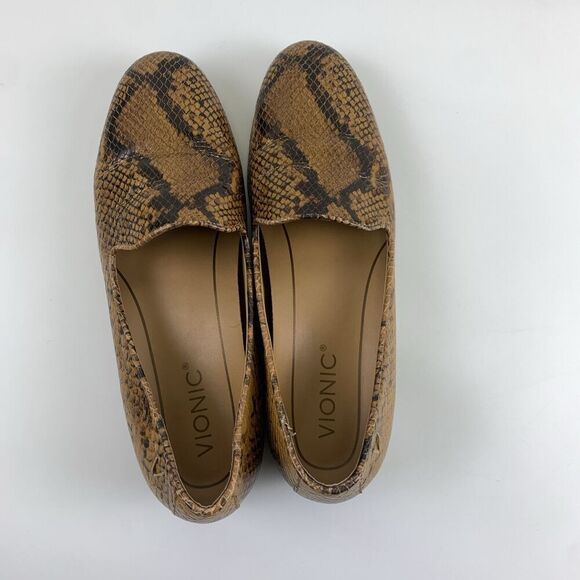 Vionic Willa Loafer Boa Brown Snakeskin Leather Slip On Comfort Flat Womens 6.5 - Picture 7 of 12